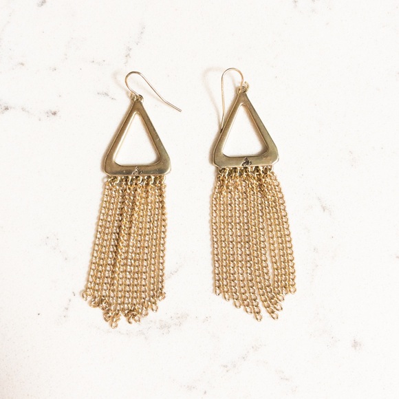 Sam Edelman Gold Tone Triangle Mod Chandelier Dangle Earrings - Picture 5 of 5